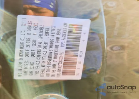 2011 Acura Tsx z USA, uszkodzony, nr VIN JH4CU2F62BC009727